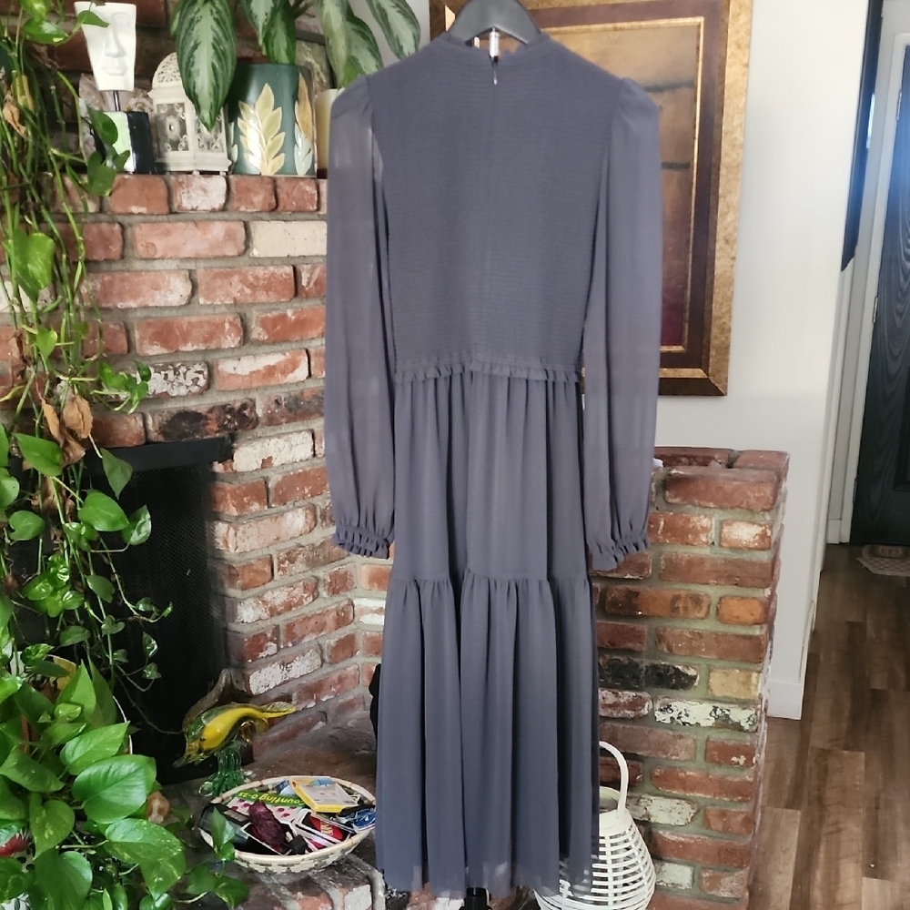 Wilfred Aritzia Charcoal Long Sleeve Tiered Midi Dress Medium - Picture 5 of 16